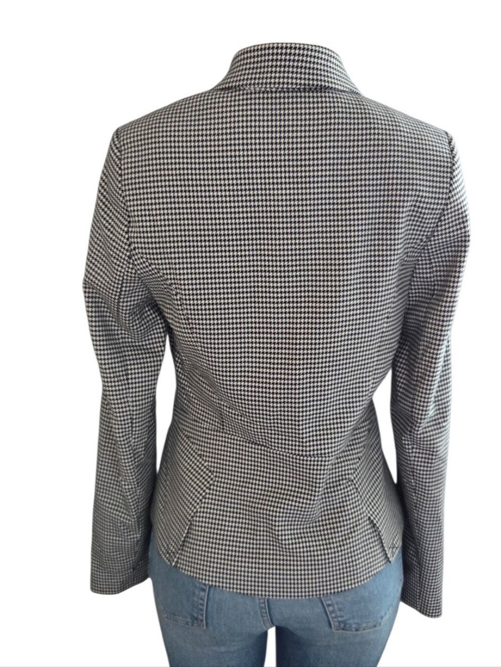 Worthington Women’s Size 8 Black White Houndstooth One Button Blazer Jacket - Picture 3 of 7
